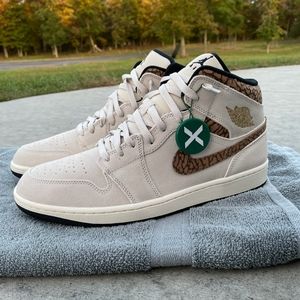 Men's Air Jodan 1 Mid SE Brown Elephant Size 12 New With Tags